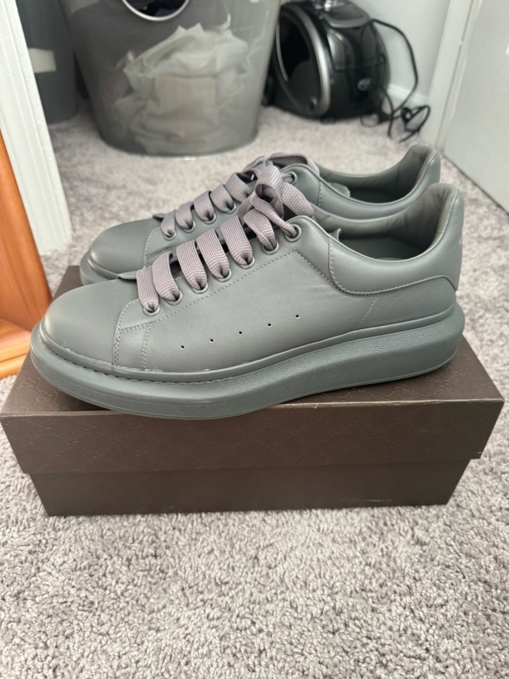 Alexander McQueen Men's Oversized Platform Sneakers in Grey